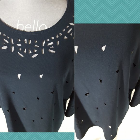 Sympli Navy Cutout Dolman Sleeve Top - Picture 2 of 7